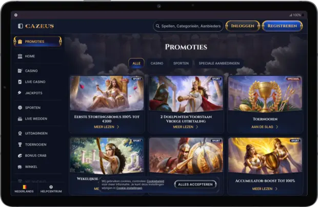 Cazeus Casino op mobiel en tablet